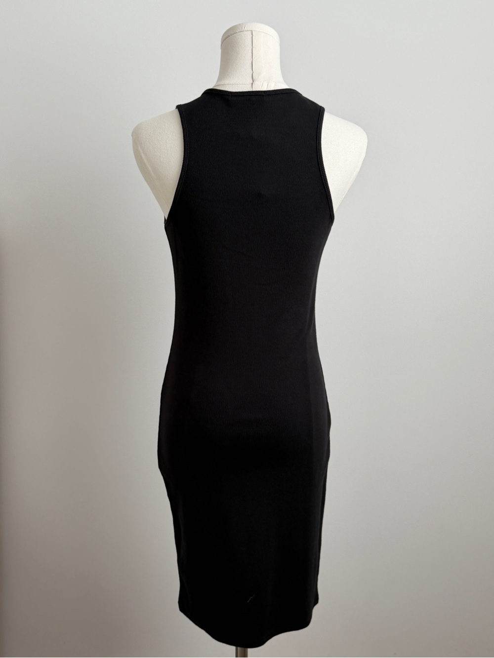 NWT Black Cotton Ribbed Knit Tank Bodycon Dress Size M - Picture 2 of 6